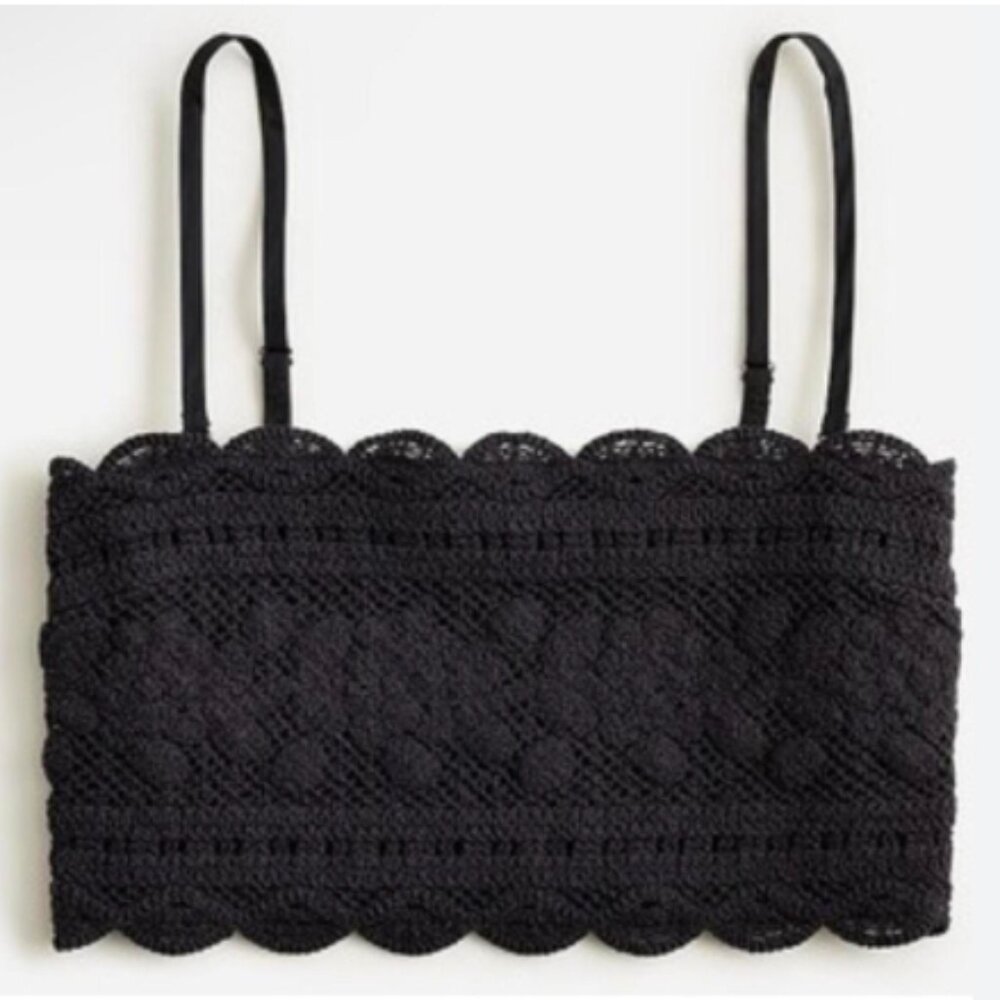 J. Crew Black Cropped crochet tube top